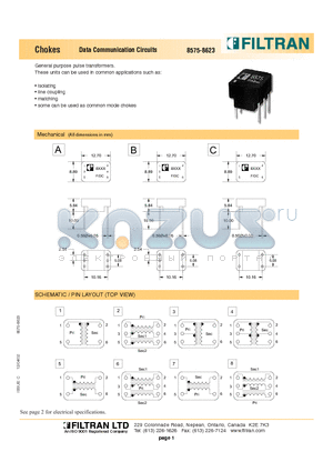 8580 datasheet - Chokes Data Communication Circuits