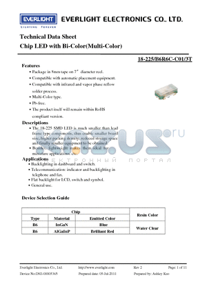 18-225-B6R6C-C01-3T_11 datasheet - Chip LED with Bi-Color(Multi-Color)