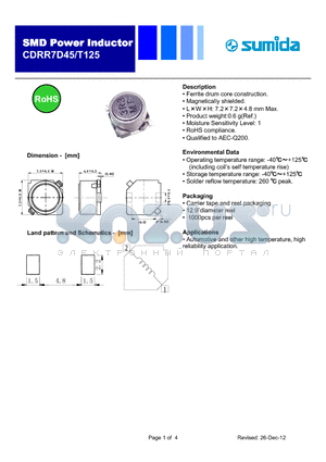 CDRR7D45T125 datasheet - Ferrite drum core construction