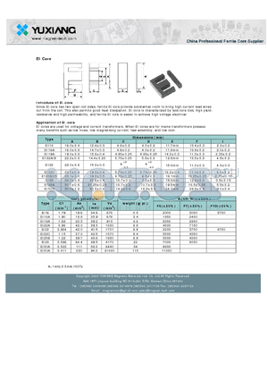 E150A datasheet - EI Core