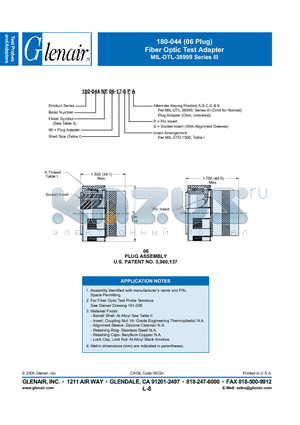 180-044B06-13-4-8S datasheet - Fiber Optic Test Adapter
