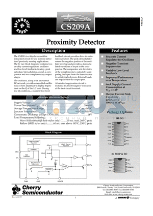 CS209AYN8 datasheet - Proximity Detector