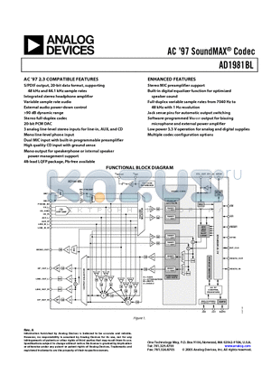 AD1981BLJST-REEL datasheet - AC 97 SoundMAX Codec