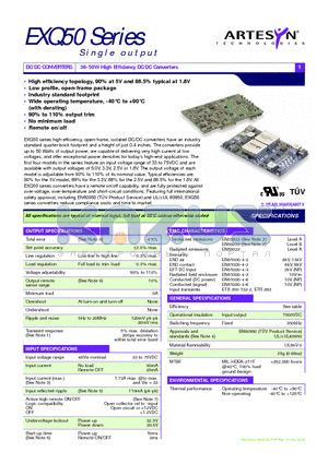 EXQ50-48S05 datasheet - 36-50W High Efficiency DC/DC Converters