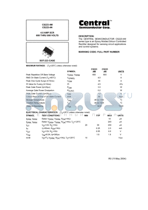 CS223-4N datasheet - 4.0 AMP SCR 600 THRU 800 VOLTS