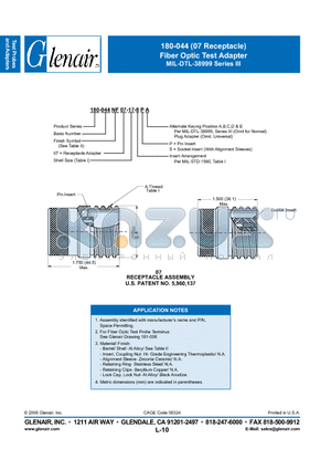 180-044NF07-11-2-8S datasheet - Fiber Optic Test Adapter