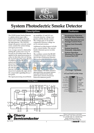 CS235 datasheet - System Photoelectric Smoke Detector
