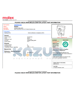 85999-3256 datasheet - Blind Plug Dust Cover for 6 Position Modular Jack