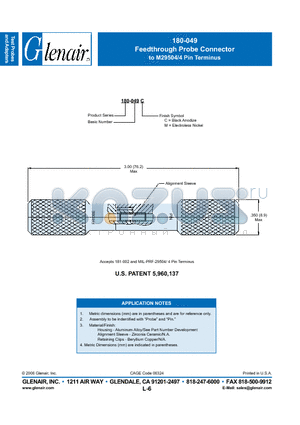 180-049C datasheet - Feedthrough Probe Connector