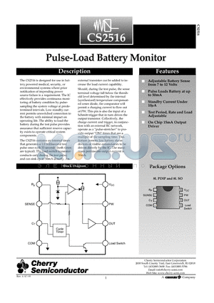 CS2516KDR8 datasheet - Pulse-Load Battery Monitor