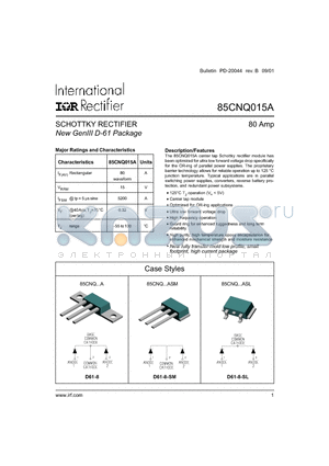 85CNQ015A datasheet - SCHOTTKY RECTIFIER