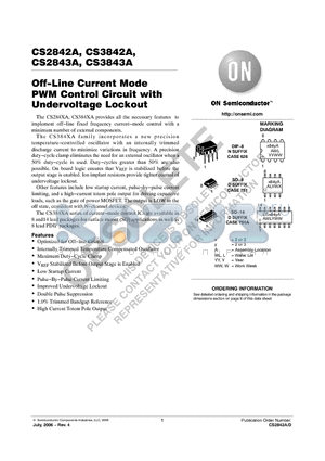 CS2842A datasheet - Off-Line Current Mode PWM Control Circuit with Undervoltage Lockout