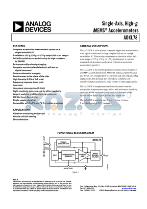 AD22279-A datasheet - Single-Axis, High-g, iMEMS Accelerometers