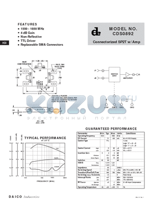 CDS0892 datasheet - Connectorized SP2T w/Amp