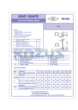 85HF20M datasheet - SILICON POWER DIODE