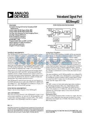 AD28MSP02BR datasheet - Voiceband Signal Port