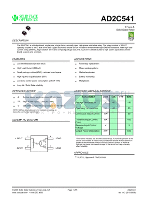 AD2C541 datasheet - Solid State Relay