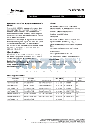 5962F9563201VEC datasheet - Radiation Hardened Quad Differential Line Driver
