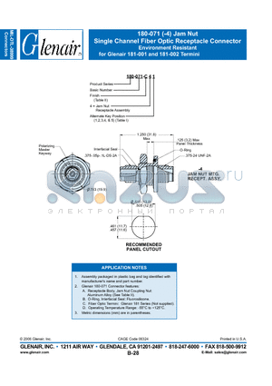 180-071-ZN41 datasheet - Single Channel Fiber Optic Receptacle Connector