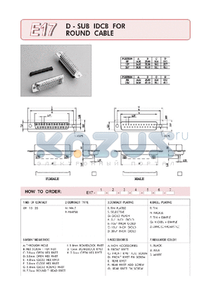 E17-09-F-G-T-A-A-1 datasheet - D-SUM IDCB FOR ROUND CABLE