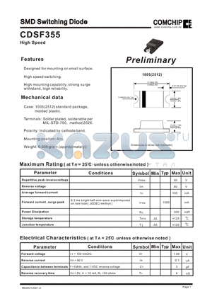 CDSF355 datasheet - SMD Switching Diode