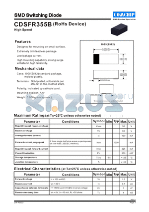 CDSFR355B datasheet - SMD Switching Diode