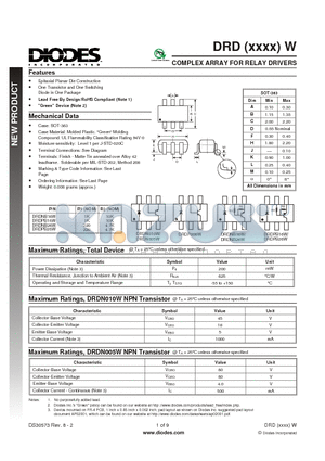 DRDN005W-7 datasheet - COMPLEX ARRAY FOR RELAY DRIVERS