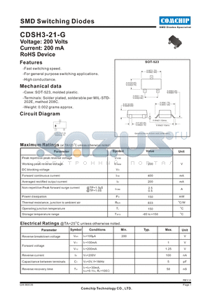 CDSH3-21-G datasheet - SMD Switching Diodes