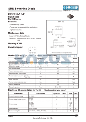 CDSH6-16-G datasheet - SMD Switching Diode