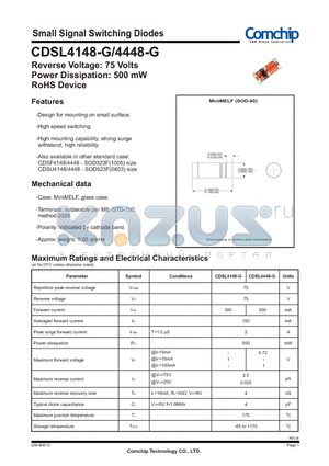 CDSL4148-G_12 datasheet - Small Signal Switching Diodes