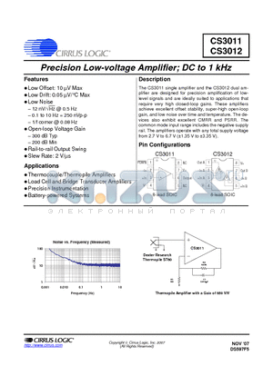 CS3012-ISZ datasheet - Precision Low-voltage Amplifier; DC to 1 kHz