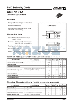 CDSN101A datasheet - SMD Switching Diode