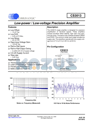 CS3013 datasheet - Low-power / Low-voltage Precision Amplifier