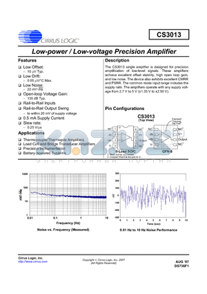 CS3013-FSZ datasheet - Low-power / Low-voltage Precision Amplifier