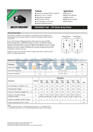 CDSOD323-T03C datasheet - CDSOD323-TxxC - TVS Diode Array Series