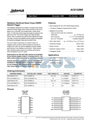 5962F9862501VXC datasheet - Radiation Hardened Quad 2-Input NAND Schmitt Trigger