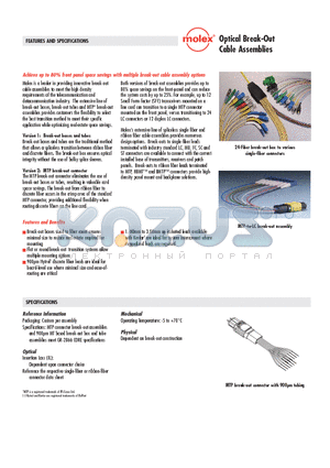 86000-0062 datasheet - Optical Break-Out Cable Assemblies