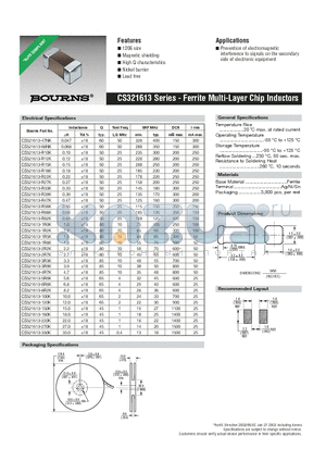 CS321613-120K datasheet - Ferrite Multi-Layer Chip Inductors