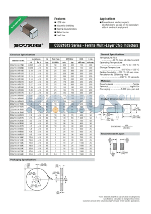 CS321613-220K datasheet - Ferrite Multi-Layer Chip Inductors