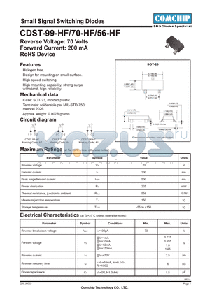 CDST-70-HF datasheet - Small Signal Switching Diodes