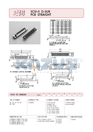 E18-26-FG-A-A-B-A-1 datasheet - SCSI-11 D-SUB PCB STRAIGHT