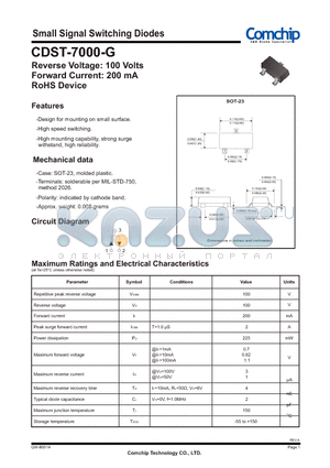 CDST-7000-G_12 datasheet - Small Signal Switching Diodes