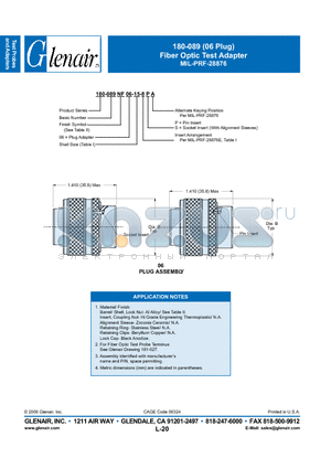 180-089J06-11-8PA datasheet - Fiber Optic Test Adapter