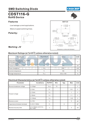 CDST116-G datasheet - SMD Switching Diode