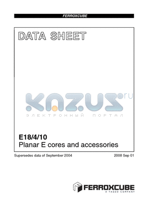 E18-3E6 datasheet - Planar E cores and accessories