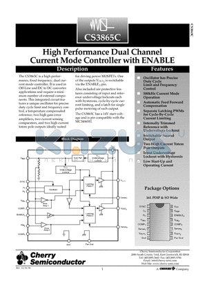 CS3865CGDW16 datasheet - High Performance Dual Channel Current Mode Controller with ENABLE