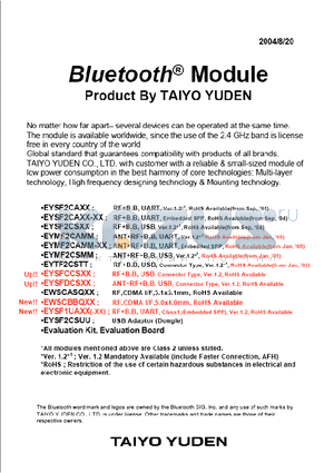 EYSFDCSXX datasheet - Buletooth Module