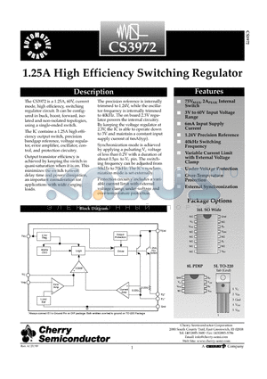 CS3972 datasheet - 1.25A High Efficiency Switching Regulator