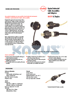 86059-0200 datasheet - Optical Industrial Cable Assemblies and Adapters