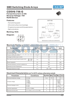 CDSV6-756-G datasheet - SMD Switching Diode Arrays